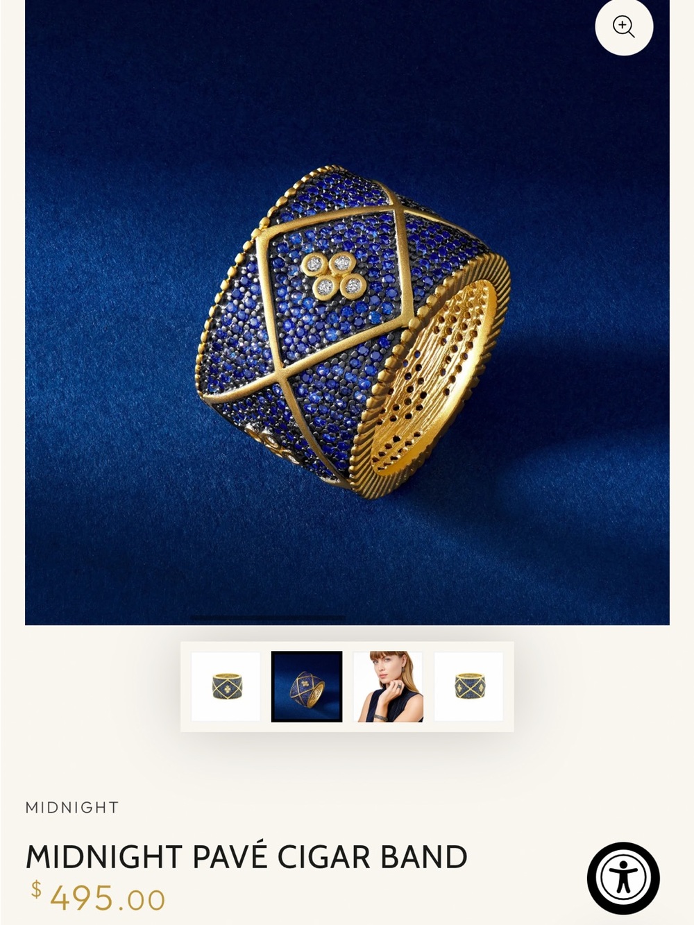 Freida Rothman Midnight Cigar Band Ring Blue Pavé Stones - Picture 6 of 6